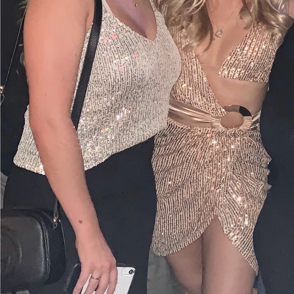 Fun Gold Dress Cutout Dress